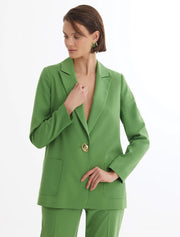 Single-Button Blazer Suit, Green