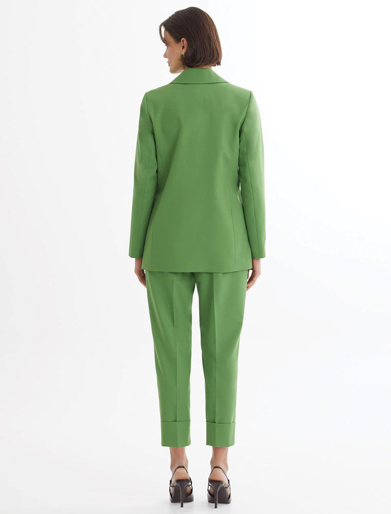 Single-Button Blazer Suit, Green