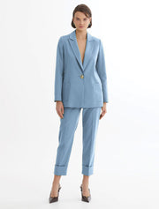 Single-Button Blazer Suit, Light Blue