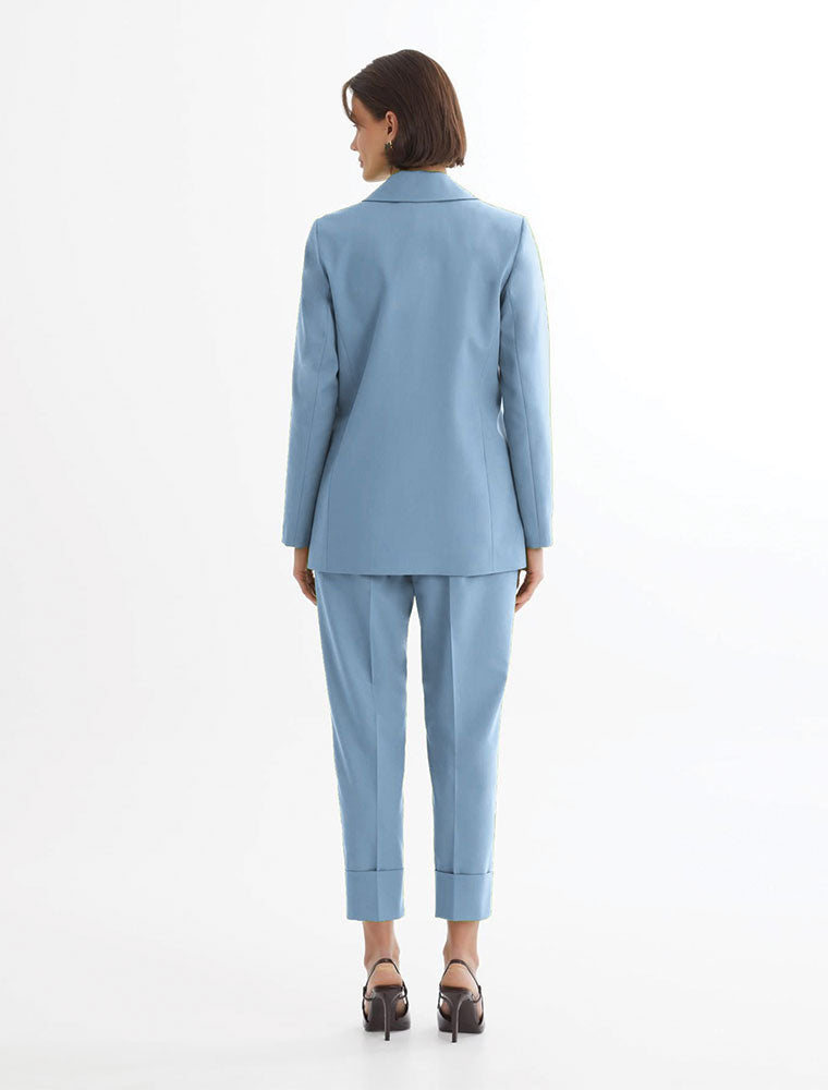 Single-Button Blazer Suit, Light Blue