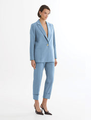 Single-Button Blazer Suit, Light Blue