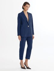 Single-Button Blazer Suit, Navy