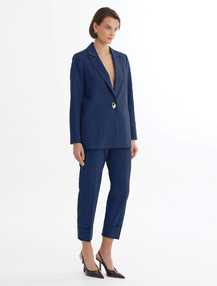 Single-Button Blazer Suit, Navy