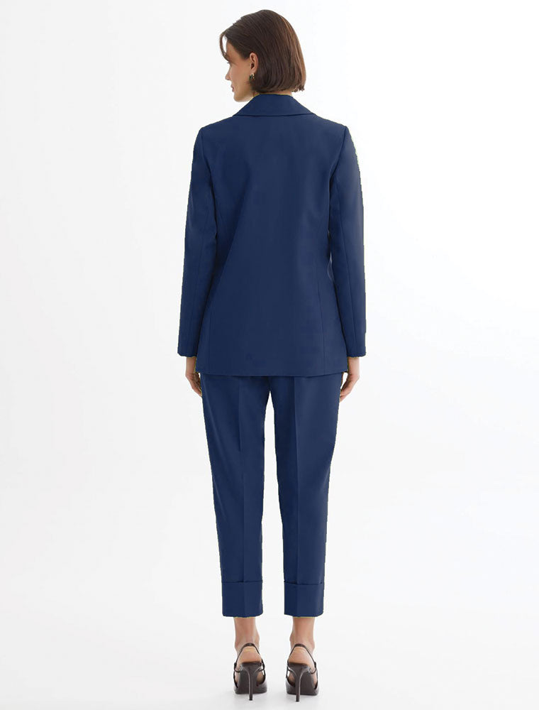 Single-Button Blazer Suit, Navy