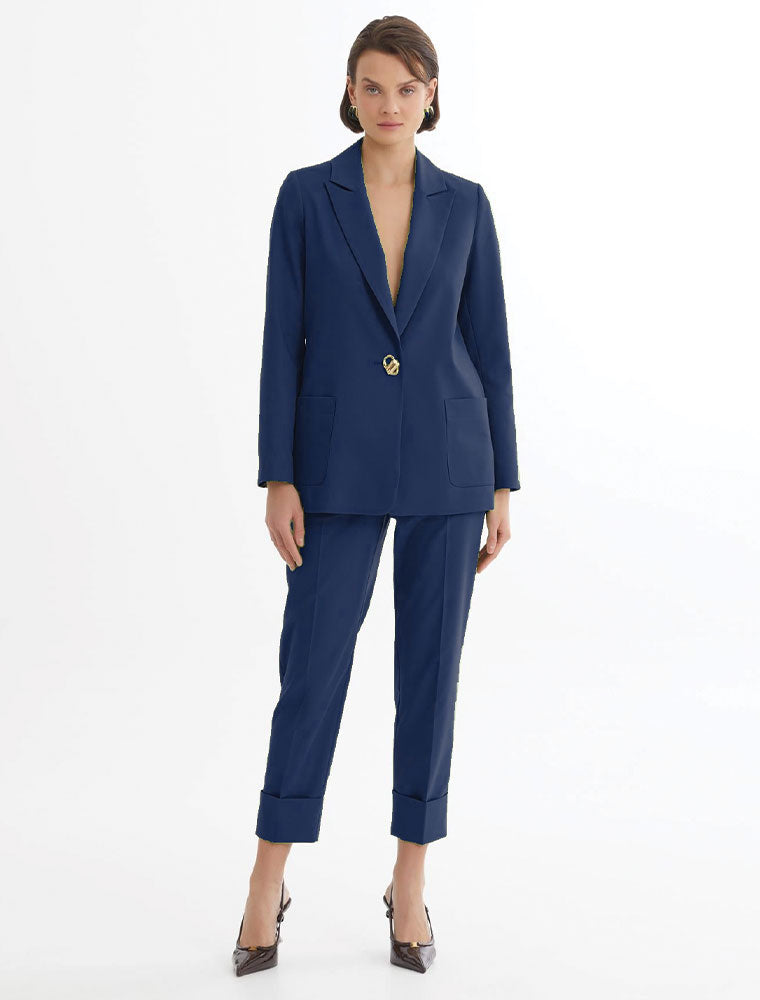 Single-Button Blazer Suit, Navy