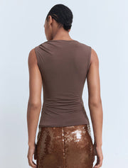 Sleeveless Top with Jewel Detail, Smoky Taupe