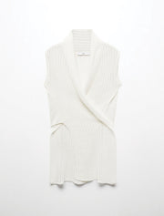 Sleevless Linen Cover-Up with Ties, White