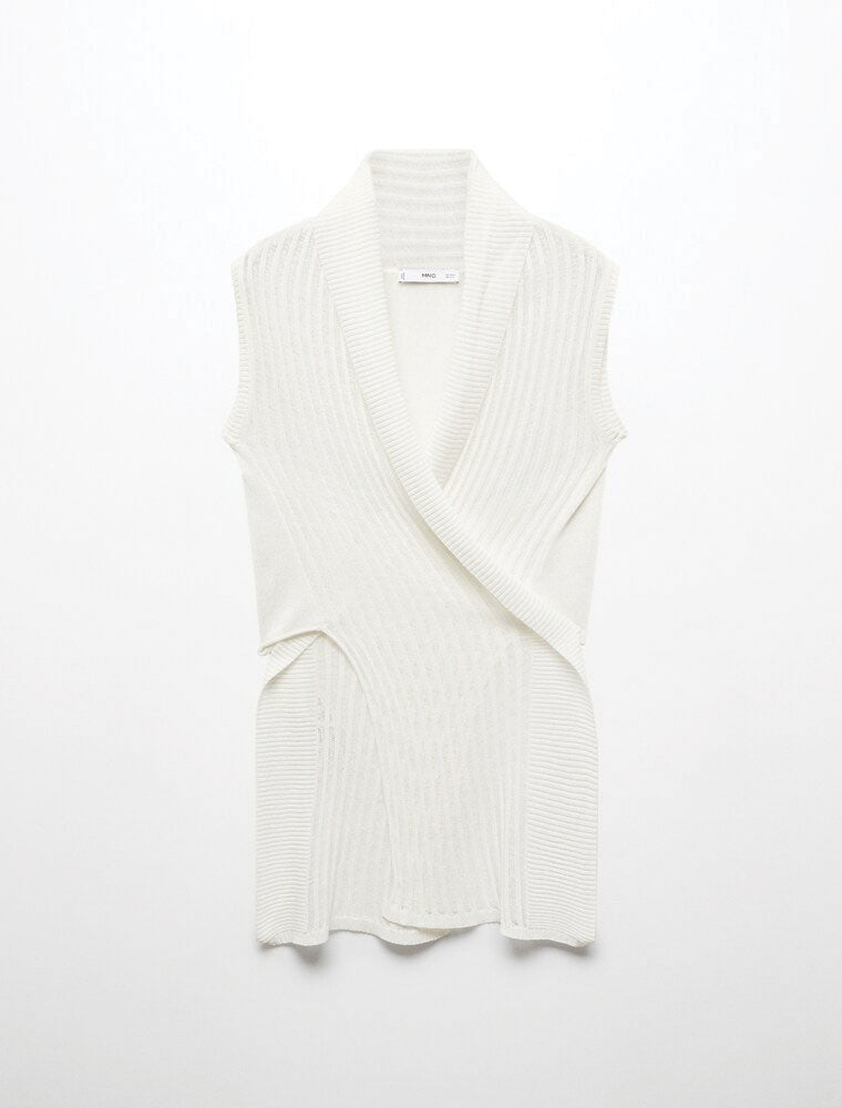Sleevless Linen Cover-Up with Ties, White