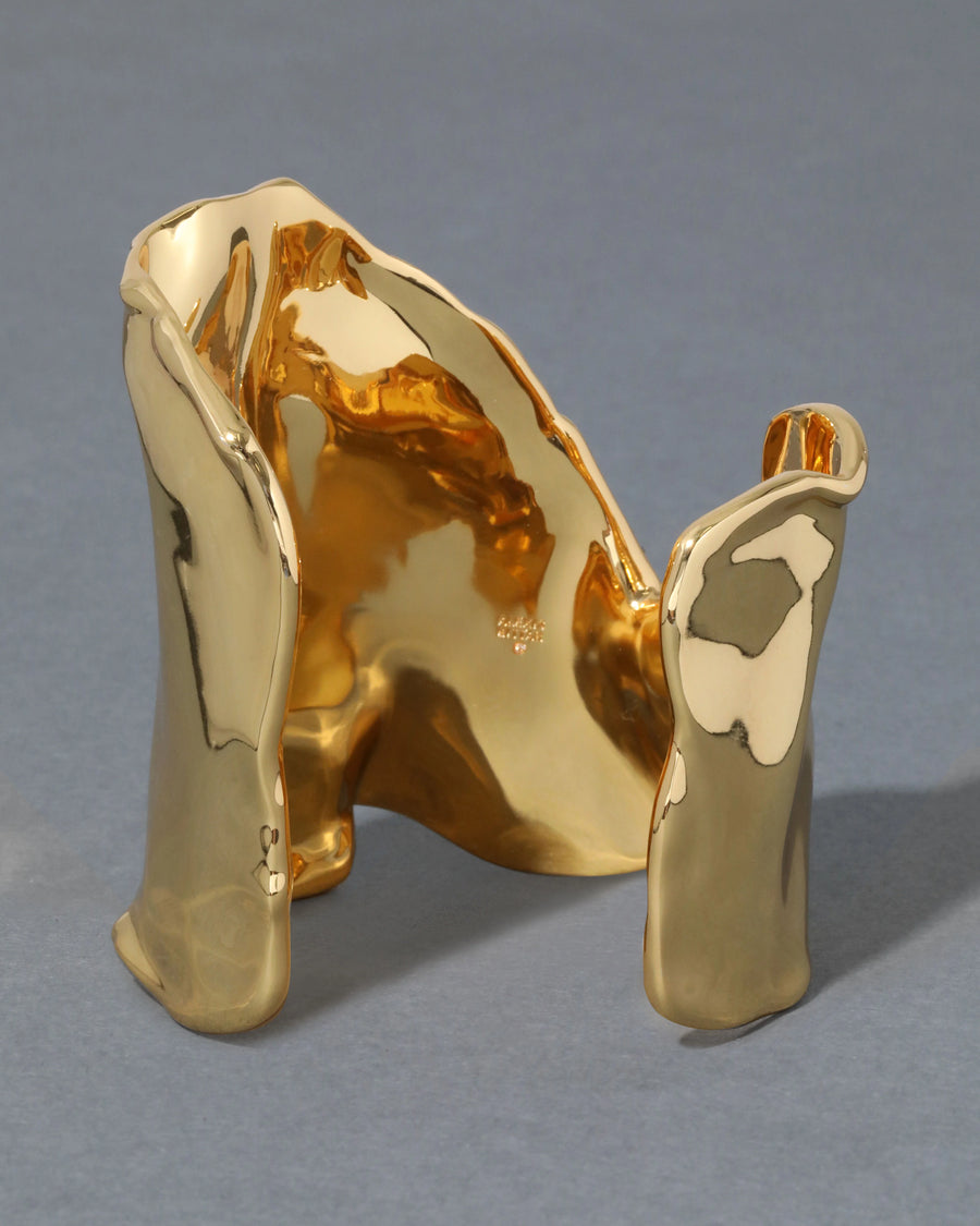 Solanales Crystal Folded Cuff Bracelet, 14K Gold over Brass