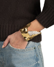 Solanales Crystal Folded Cuff Bracelet, 14K Gold over Brass