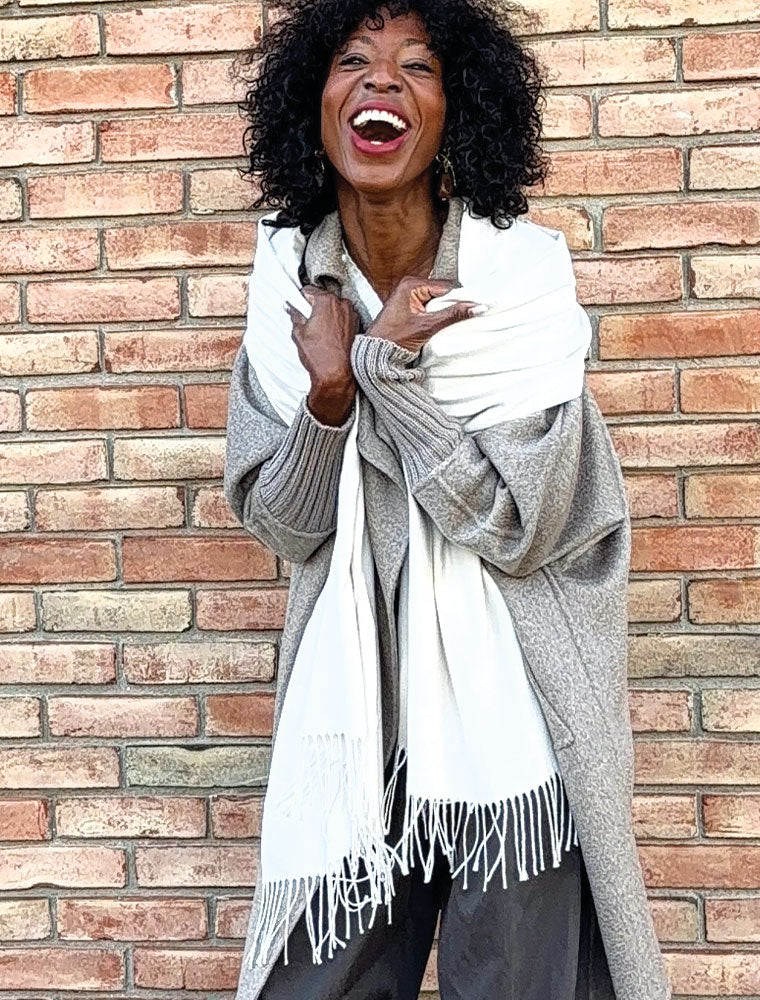 Solid Color Cashmere Shawl, Light Beige