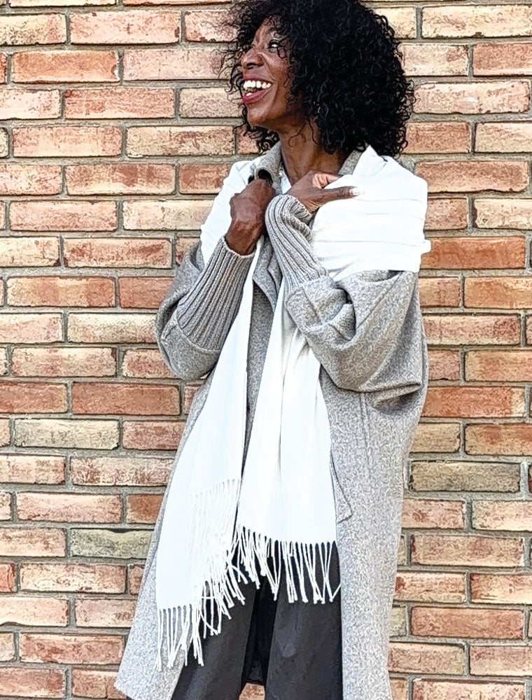 Solid Color Cashmere Shawl, Light Beige