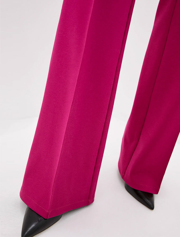 Straight Cut Center Rib Trouser, Fuchsia