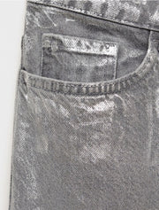 Straight Cut Foil Print Jeans, Silver