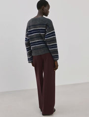 Straight Leg Pant with Leather Detail, Burgundy