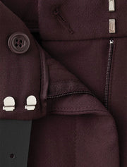 Straight Leg Pant with Leather Detail, Burgundy