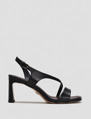 Strappy Sandals with Architectural Heel, Black