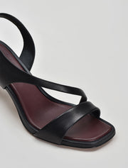 Strappy Sandals with Architectural Heel, Black