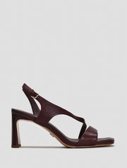 Strappy Sandals with Architectural Heel, Burgundy