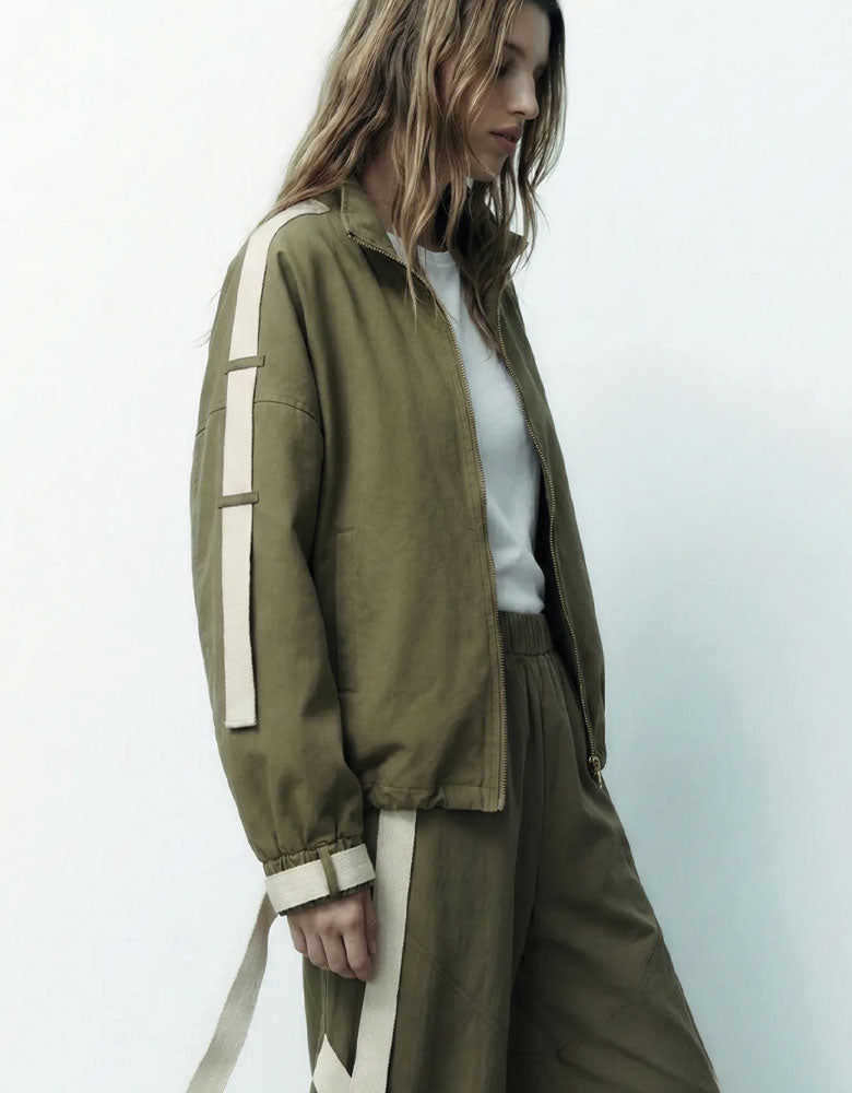 Strappy Straight Cut Jacket, Army Green