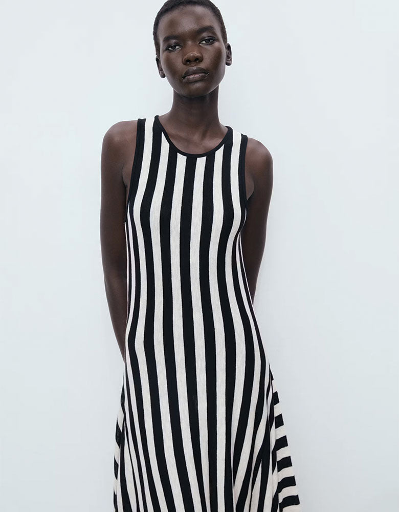 Striped Maxi Dress, Black