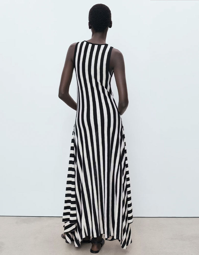 Striped Maxi Dress, Black