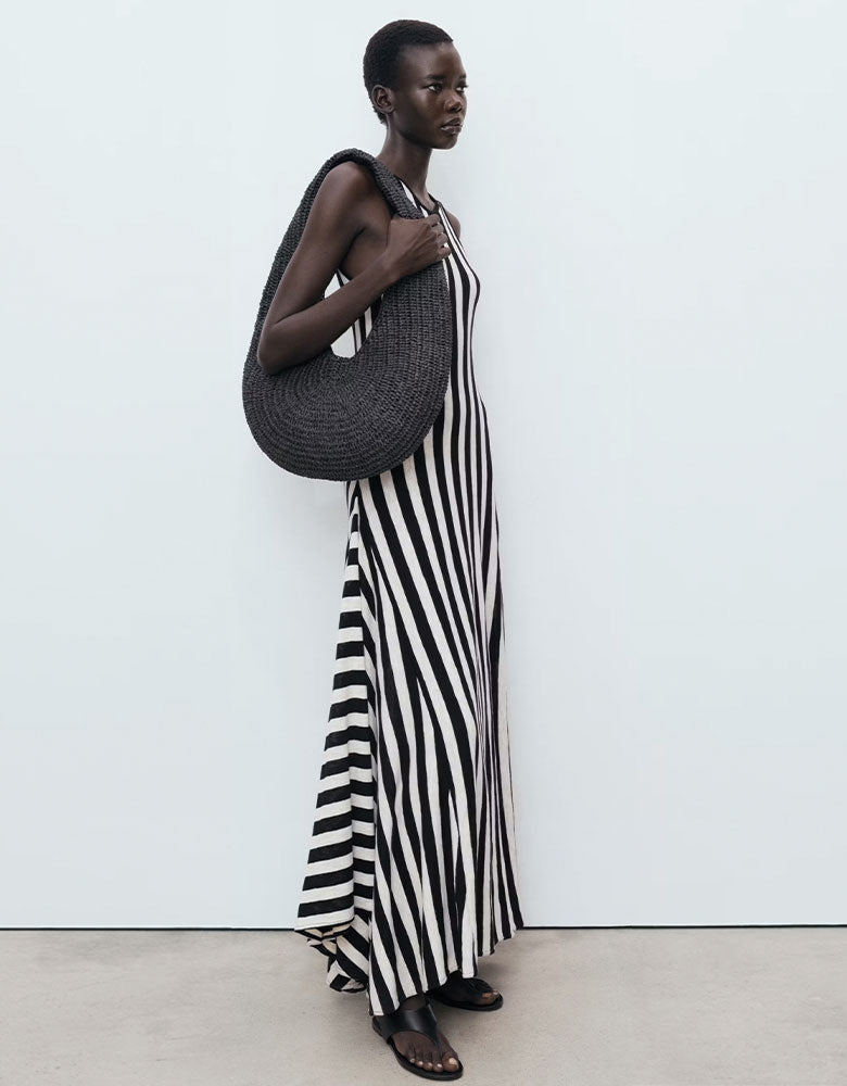 Striped Maxi Dress, Black