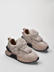 Suede Puffer Sneakers, Beige