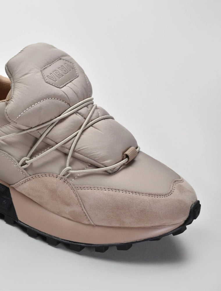 Suede Puffer Sneakers, Beige