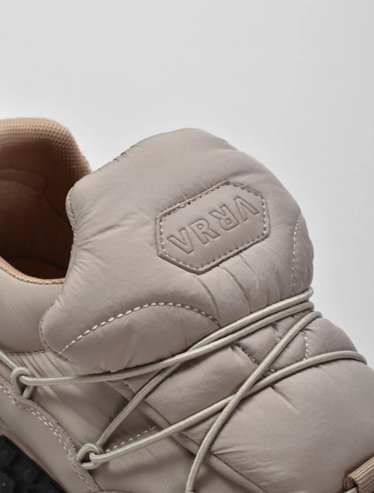 Suede Puffer Sneakers, Beige