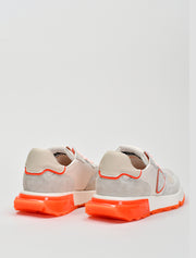 Suede Sneakers with Orange Sole, Beige/Orange