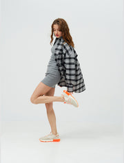 Suede Sneakers with Orange Sole, Beige/Orange