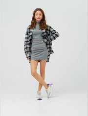 Suede Sneakers with Purple Sole, White/Grey