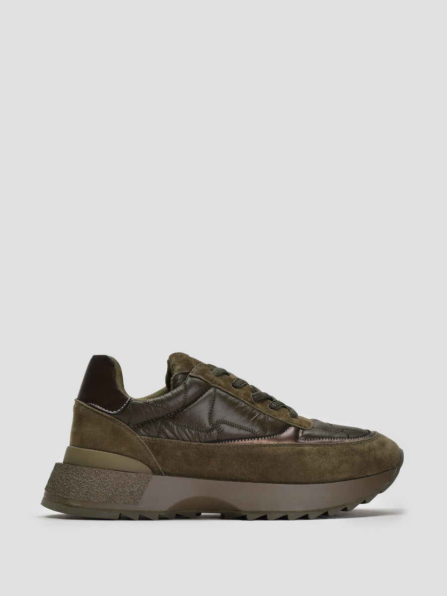 Suede & Textile Suede Runnies, Olive Green