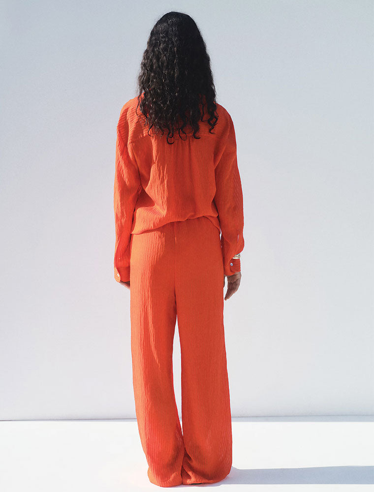 Textured Relaxed Pants, Orange