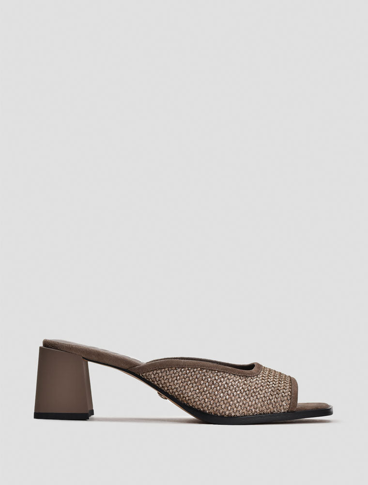 Textured Suede Mules, Taupe