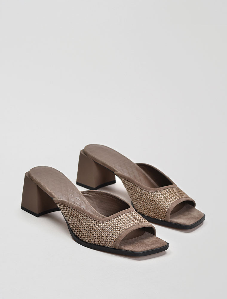Textured Suede Mules, Taupe