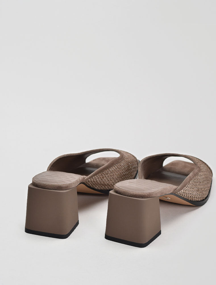 Textured Suede Mules, Taupe