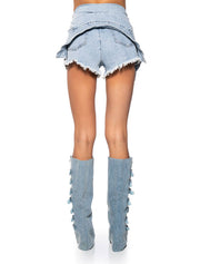 Tied Around Denim Short, Light Blue