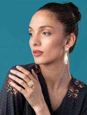 Tracey Ring, Square Moonstone, 14K Gold Plated