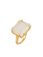 Tracey Ring, Square Moonstone, 14K Gold Plated