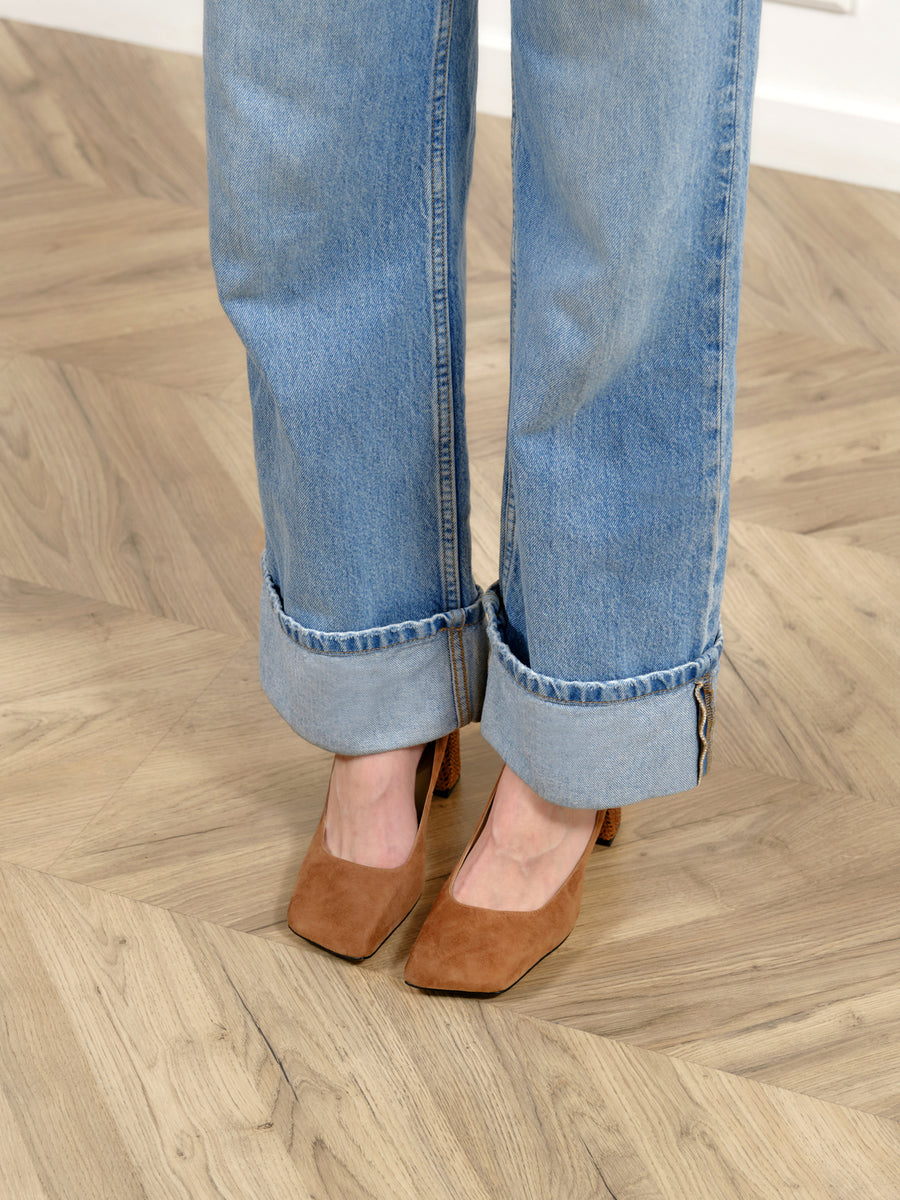 Tuscany Woven Block Heel Pump, Caramel