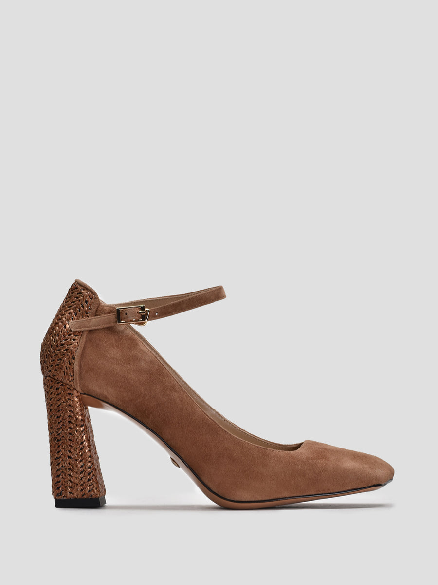 Tuscany Woven Block Heel Pump, Caramel