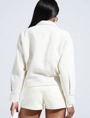 Tweed Bomber Jacket, Off-White