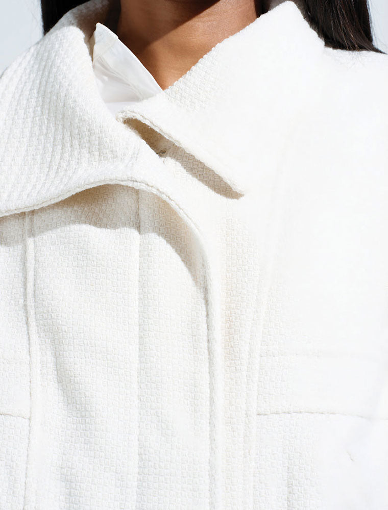 Tweed Bomber Jacket, Off-White