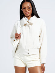 Tweed Bomber Jacket, Off-White