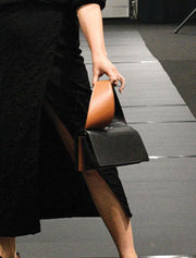 Twisted Handle Purse, Black / Brown