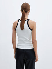 Two Tone Basic Tank, White
