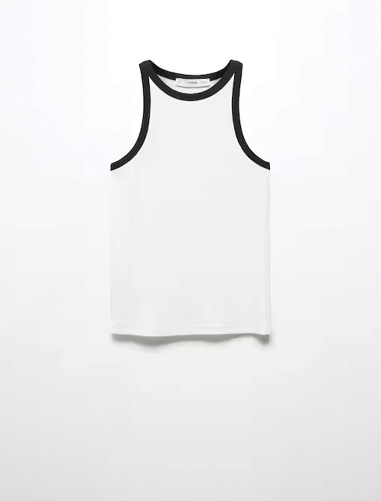 Two Tone Basic Tank, White