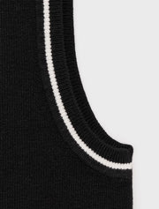 High Neck Two Tone Tank, Black